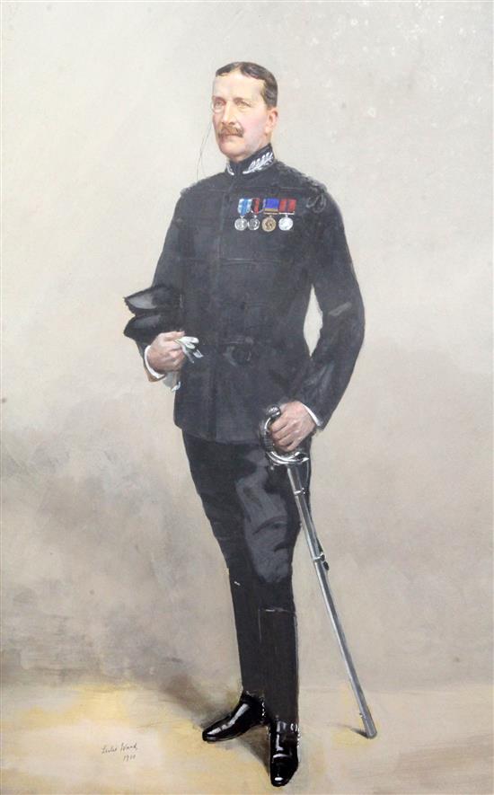 Sir Leslie Matthew Ward Spy ( 1851-1922), Portrait of a gentleman in uniform, watercolour and bodycolour